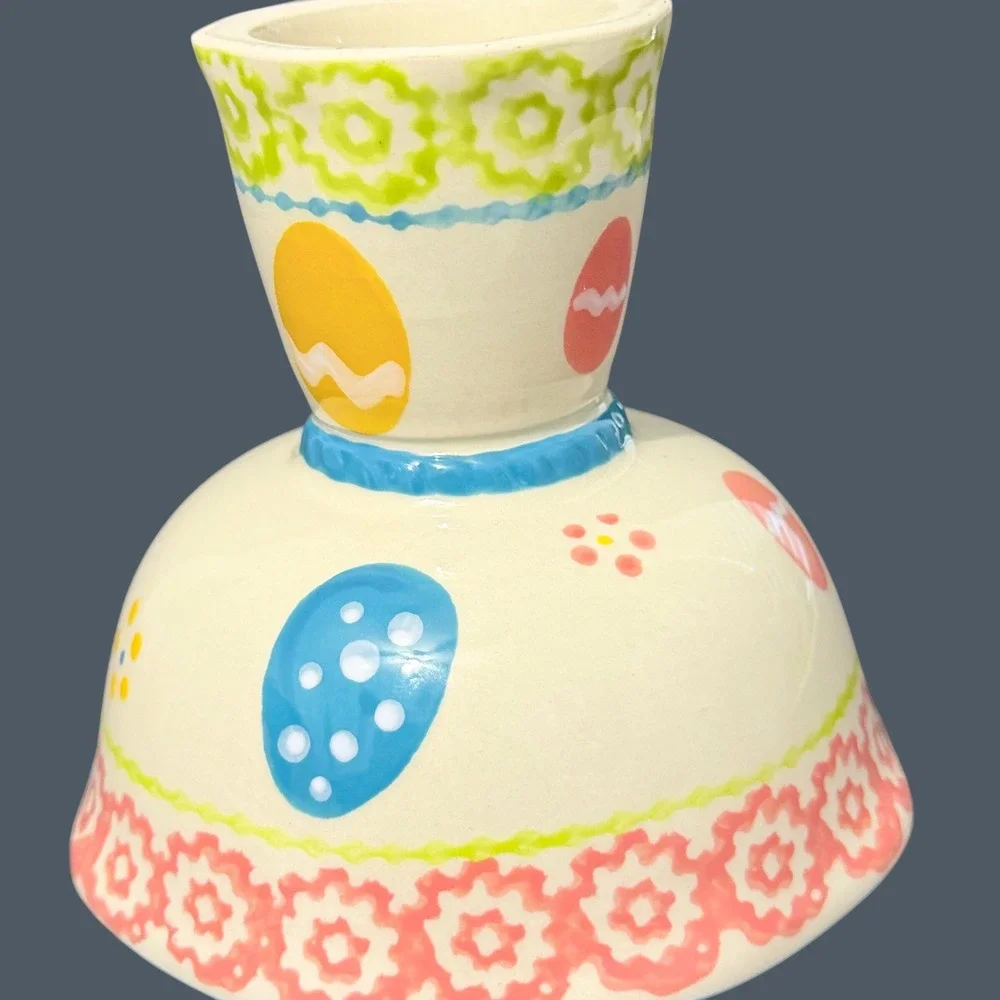 Temp-tations by Tara Easter Egg Pedestal Serving Bowls Set of 2 Hand Painted